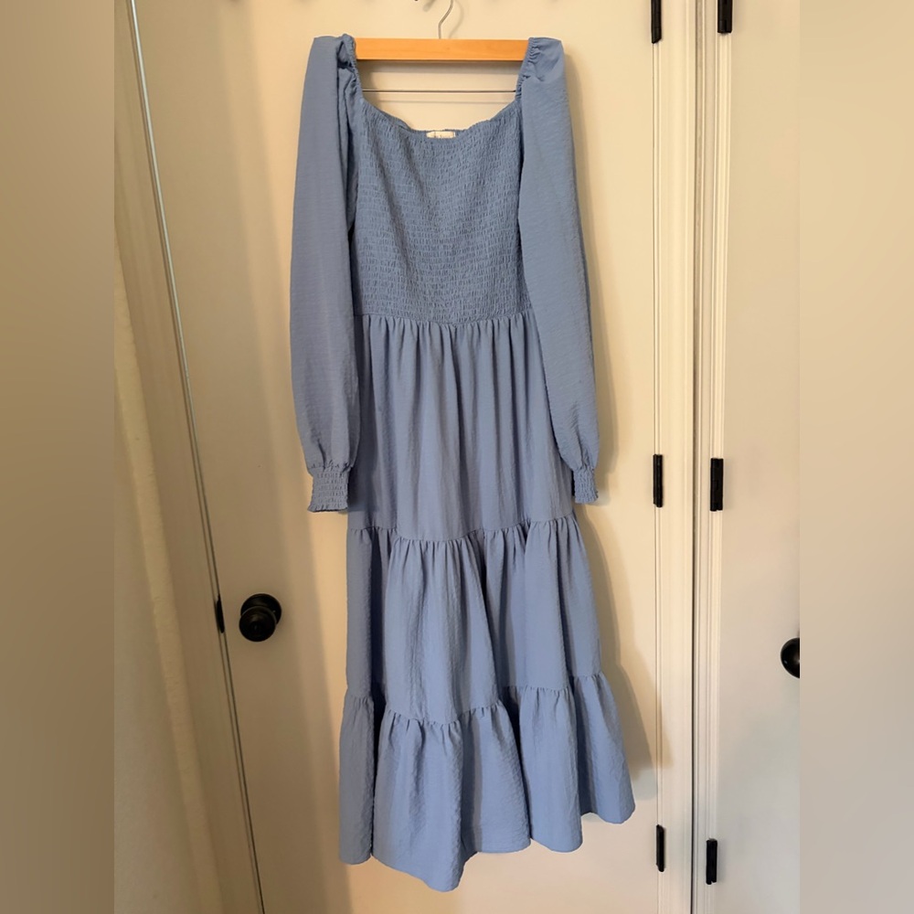 Shop Stevie Light Blue Smocked Dress